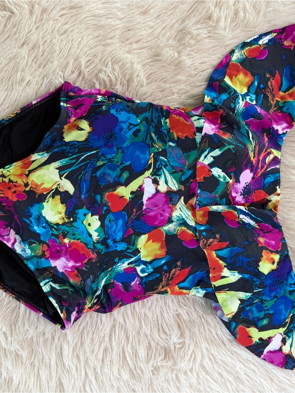 Baltic Born Black Floral One-Piece Swimsuit with Multicolor Print